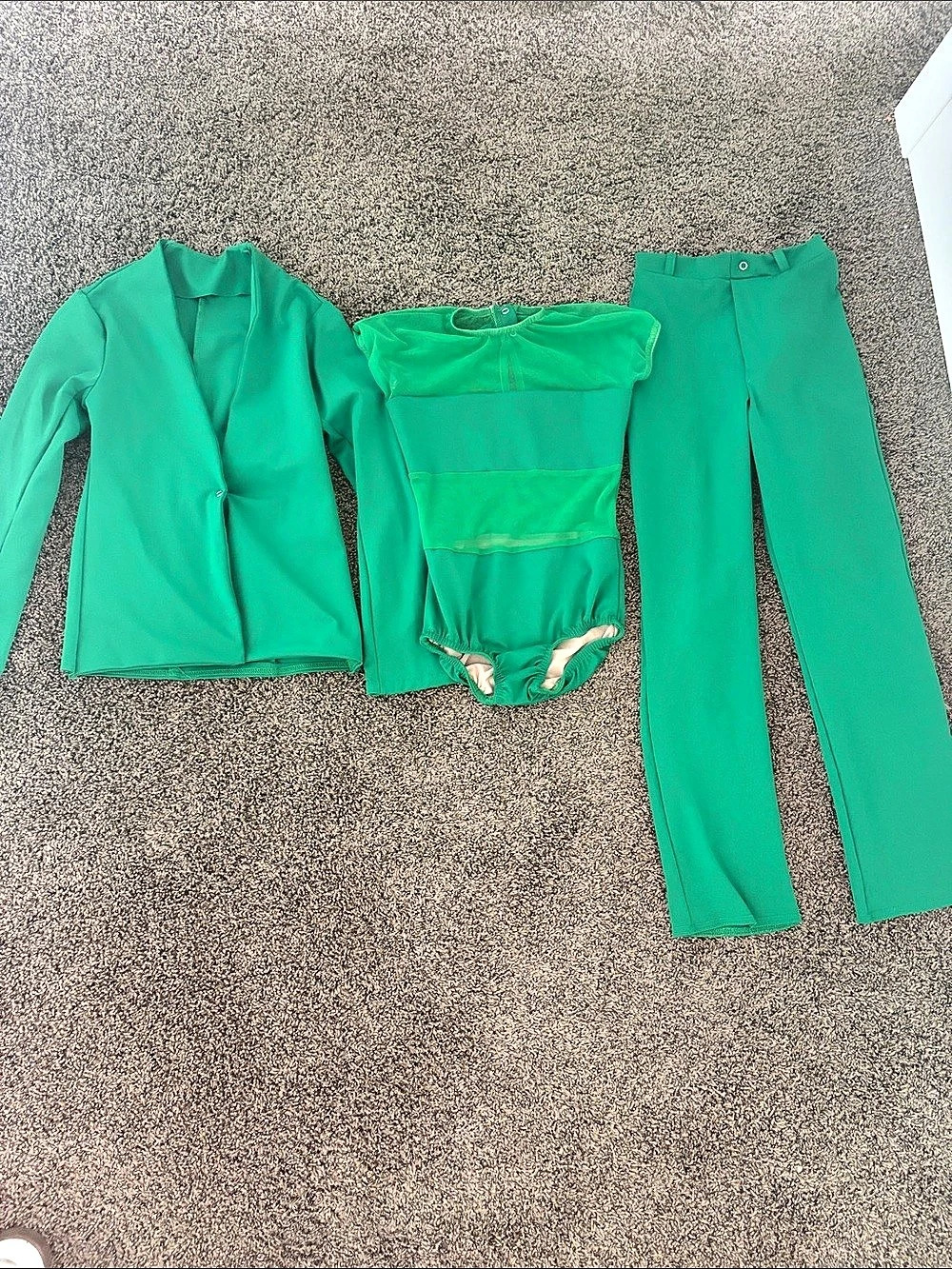 Green Kelle 3-Piece Pantsuit Dance Costume Set Lightly Used